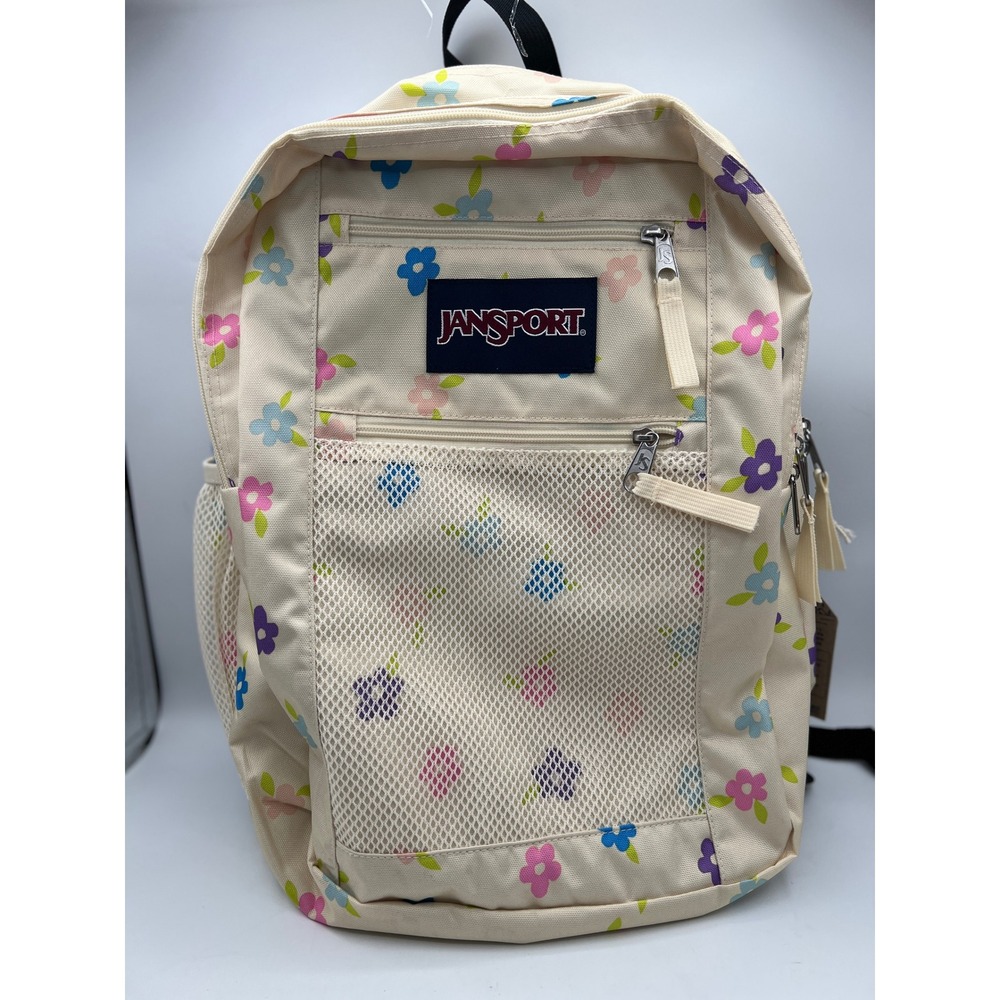 NWT JanSport Duo Pack Backpack Floral Cutout Cream Multi 32L BACK T SCHOOL - Picture 3 of 11